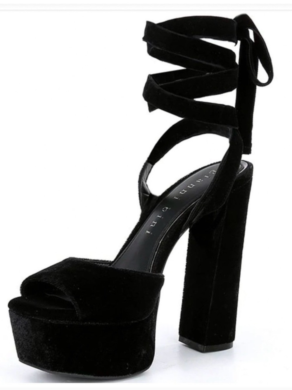 Gianni Bini Black Velvet Knot Open-Toe Heels